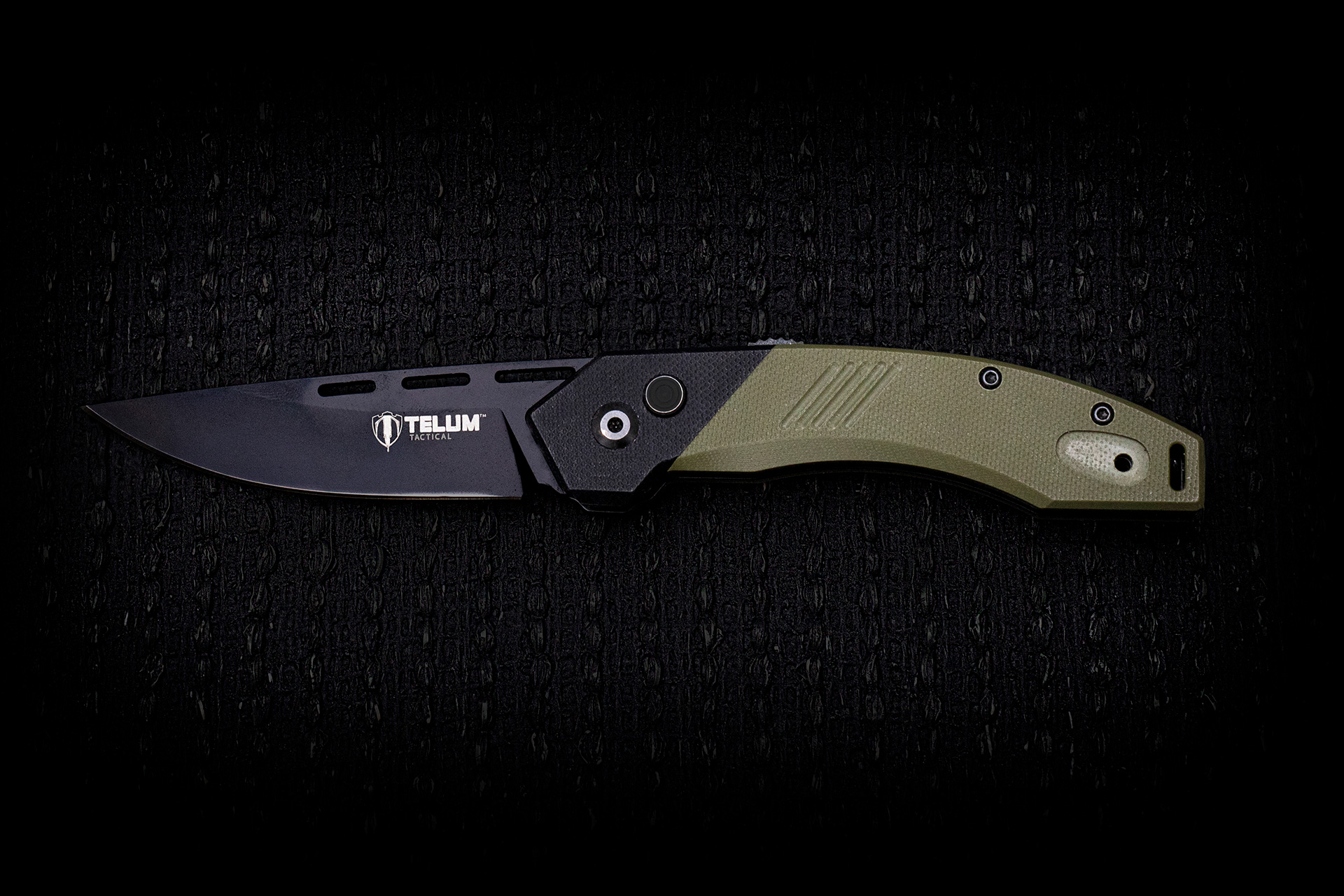 Black and Green Incinerator Knife Open