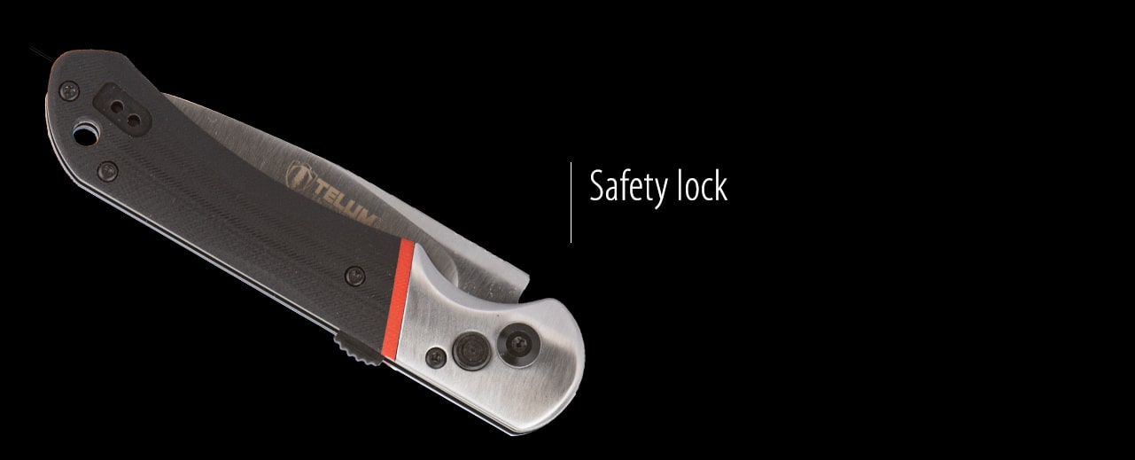 tremor knife closed showing safety lock